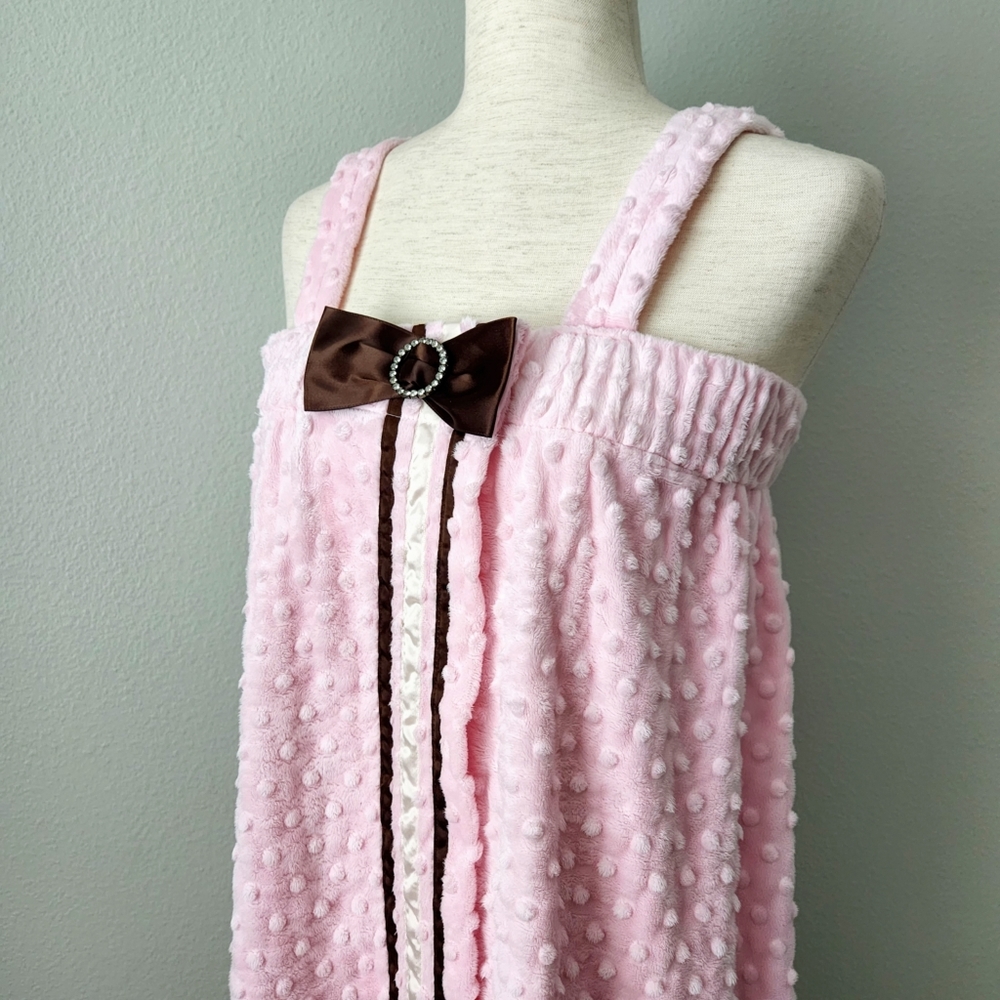 Will's River Co. Pink Cozy After Bath Wrap With Bow, Small / Medium - Picture 4 of 16